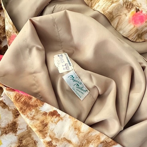 Vintage‎ 50s Marjorie Michael Floral Silk Wiggle Dress Hollywood Regency Size S - Picture 8 of 9